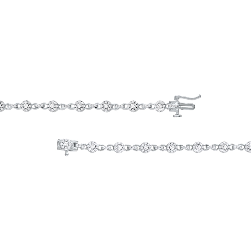 Main Image 3 of 1.50 CT. T.W. Multi-Diamond Alternating Link Line Bracelet in 10K White Gold - 7.25"