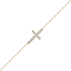 Thumbnail Image 1 of 0.12 CT. T.W. Diamond Sideways Cross Bracelet in 10K Gold - 7.25"