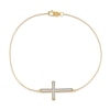 Thumbnail Image 2 of 0.12 CT. T.W. Diamond Sideways Cross Bracelet in 10K Gold - 7.25"