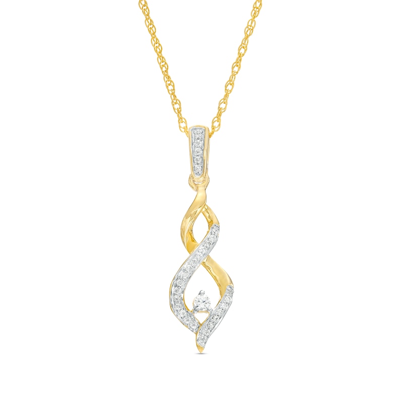 0.16 CT. T.W. Diamond Twist Flame Pendant in 10K Gold