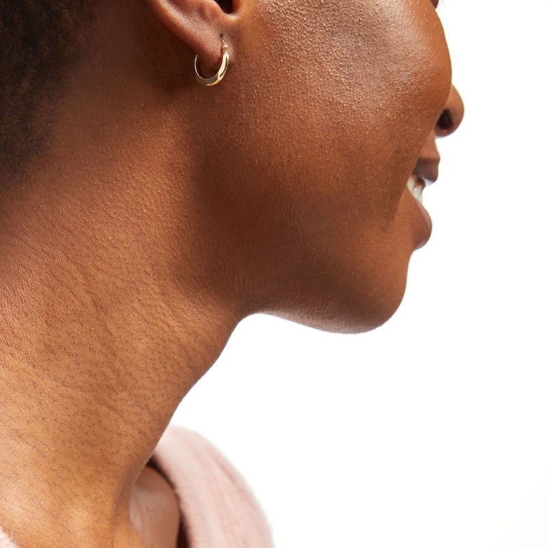 Main Image 2 of Faceted Hoop Earrings in 10K Gold