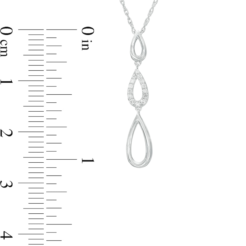 0.06 CT. T.W. Diamond Graduated Triple Teardrop Pendant in Sterling Silver
