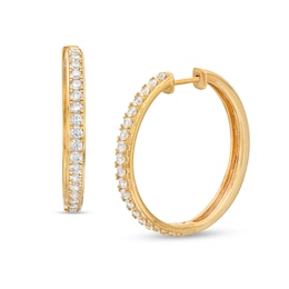 1.00 CT. T.W. Diamond Hoop Earrings in 10K Gold