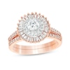 Thumbnail Image 1 of 0.95 CT. T.W. Baguette and Round Diamond Double Frame Bridal Set in 10K Rose Gold