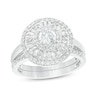 Thumbnail Image 0 of 0.95 CT. T.W. Baguette and Round Diamond Triple Frame Bridal Set in 10K White Gold
