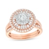 Thumbnail Image 0 of 0.95 CT. T.W. Baguette and Round Diamond Triple Frame Bridal Set in 10K Rose Gold