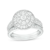 Thumbnail Image 1 of 0.95 CT. T.W. Multi-Diamond Alternating Baguette and Round Frame Bridal Set in 10K White Gold