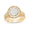 Thumbnail Image 1 of 0.95 CT. T.W. Multi-Diamond Alternating Baguette and Round Frame Bridal Set in 10K Gold