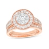Thumbnail Image 0 of 0.95 CT. T.W. Multi-Diamond Alternating Baguette and Round Frame Bridal Set in 10K Rose Gold