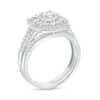 Thumbnail Image 2 of 0.95 CT. T.W. Diamond Baguette and Round Double Cushion Frame Split Shank Bridal Set in 10K White Gold