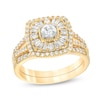 Thumbnail Image 0 of 0.95 CT. T.W. Diamond Baguette and Round Double Cushion Frame Split Shank Bridal Set in 10K Gold