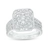 Thumbnail Image 1 of 0.95 CT. T.W. Octagonal Multi-Diamond Triple Row Graduated Shank Bridal Set in 10K White Gold