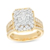 Thumbnail Image 0 of 0.95 CT. T.W. Octagonal Multi-Diamond Triple Row Graduated Shank Bridal Set in 10K Gold