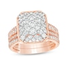 Thumbnail Image 0 of 0.95 CT. T.W. Octagonal Multi-Diamond Triple Row Shank Graduated Bridal Set in 10K Rose Gold