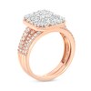 Thumbnail Image 2 of 0.95 CT. T.W. Octagonal Multi-Diamond Triple Row Shank Graduated Bridal Set in 10K Rose Gold