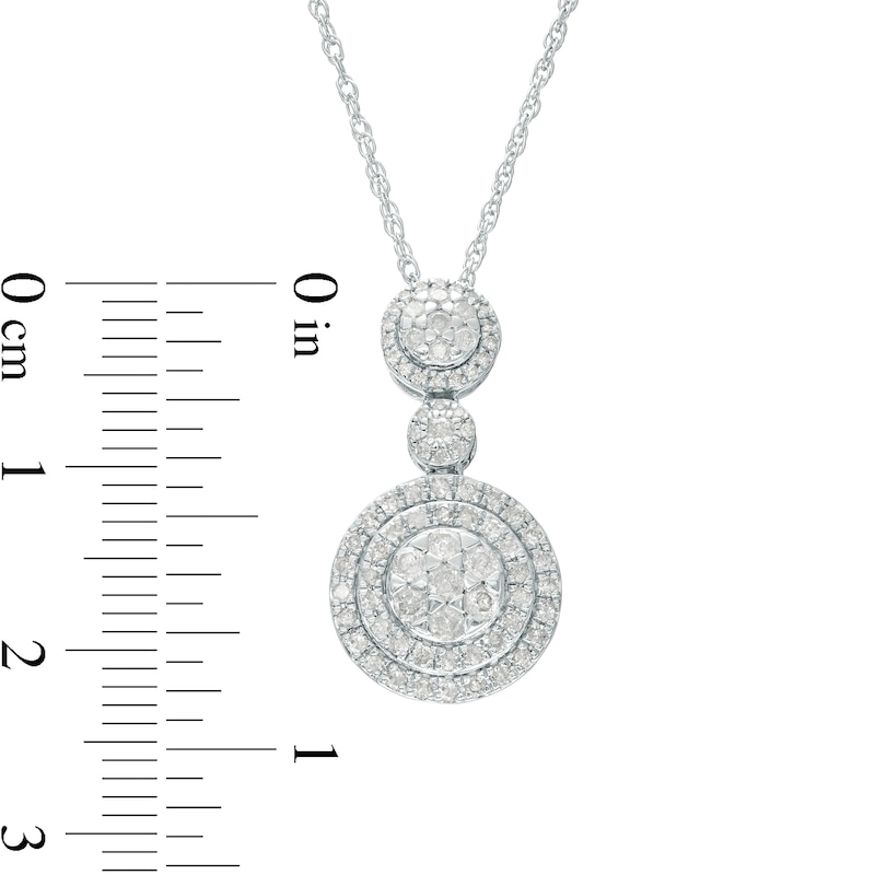 Main Image 3 of 1.69 CT. T.W. Multi-Diamond Double Frame Pendant and Drop Earrings Set in 10K White Gold