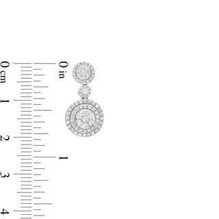 1.69 CT. T.W. Multi-Diamond Double Frame Pendant and Drop Earrings Set in 10K White Gold