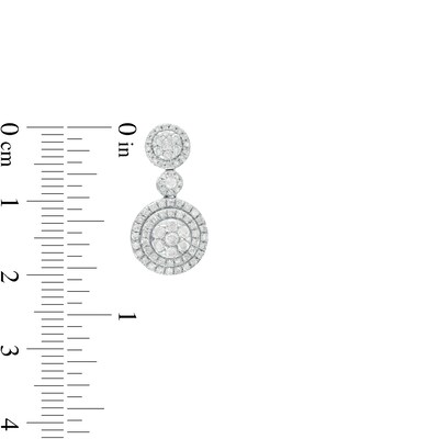 1.69 CT. T.W. Multi-Diamond Double Frame Pendant and Drop Earrings Set in 10K White Gold