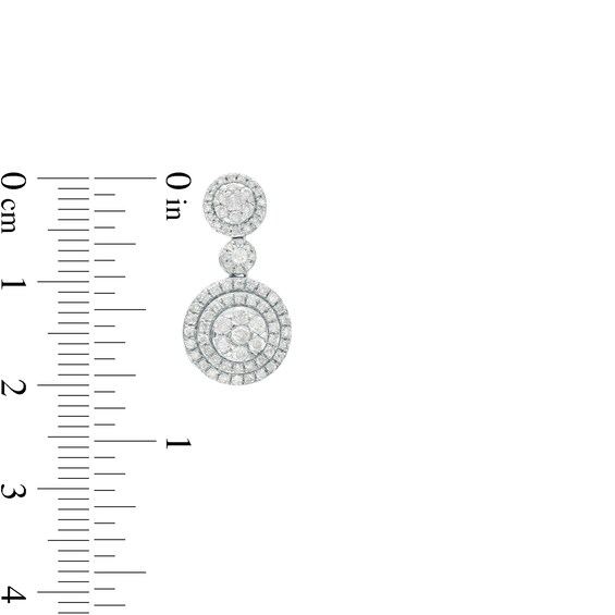 1.69 CT. T.W. Multi-Diamond Double Frame Pendant and Drop Earrings Set in 10K White Gold