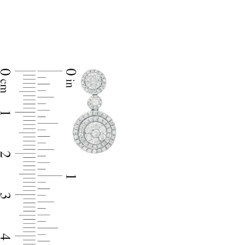 Main Image 4 of 1.69 CT. T.W. Multi-Diamond Double Frame Pendant and Drop Earrings Set in 10K White Gold