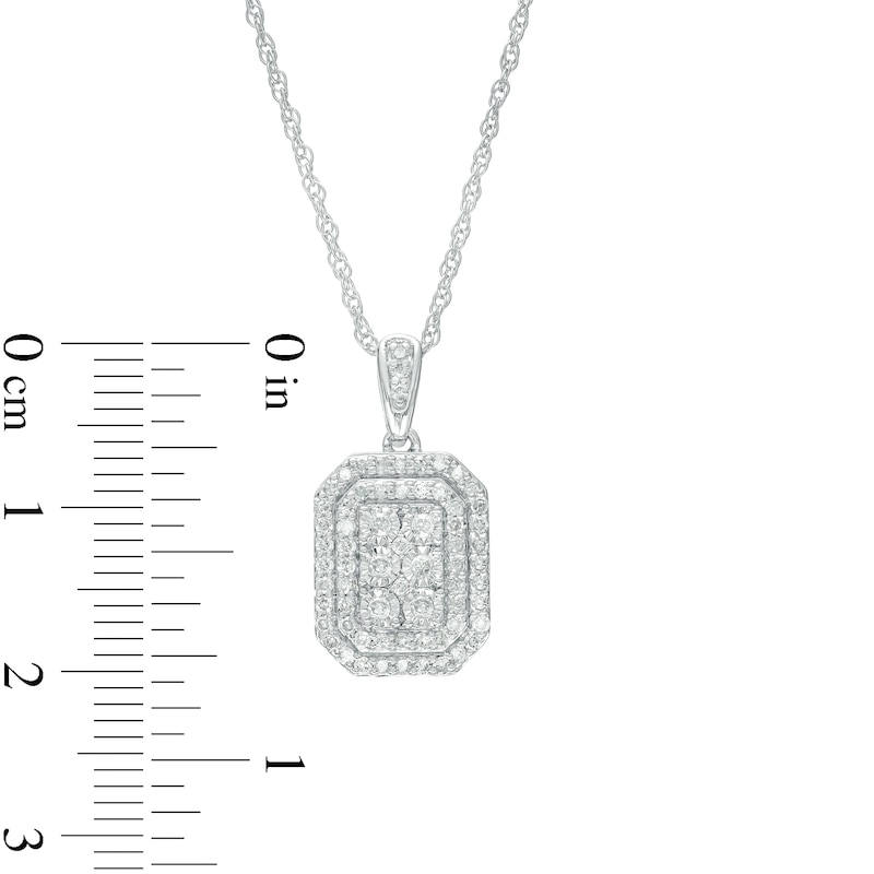 Main Image 3 of 0.94 CT. T.W. Octagonal Multi-Diamond Double Frame Pendant and Stud Earrings Set in 10K White Gold