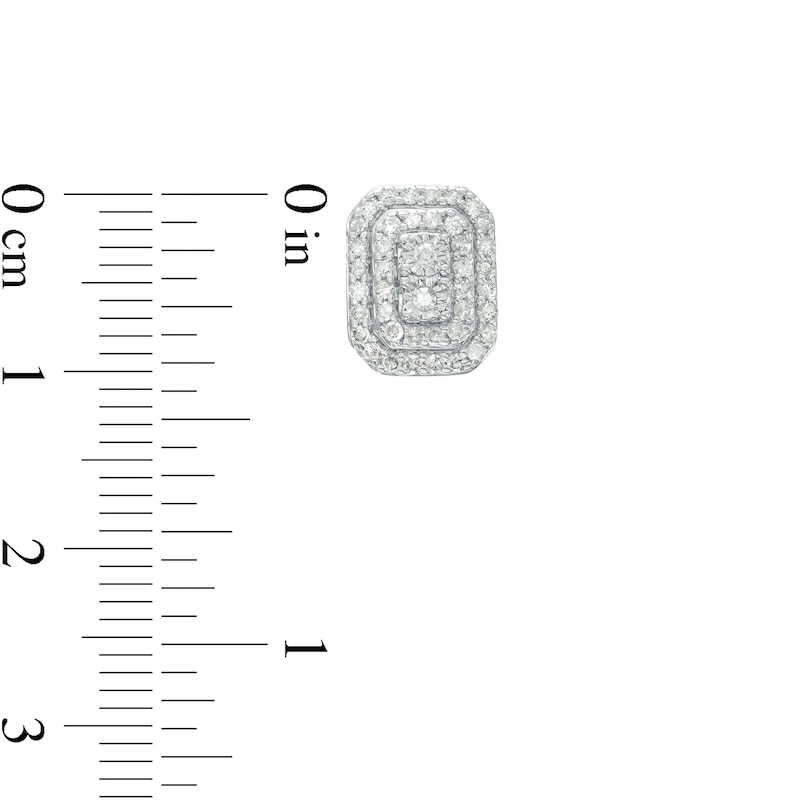 0.94 CT. T.W. Octagonal Multi-Diamond Double Frame Pendant and Stud Earrings Set in 10K White Gold