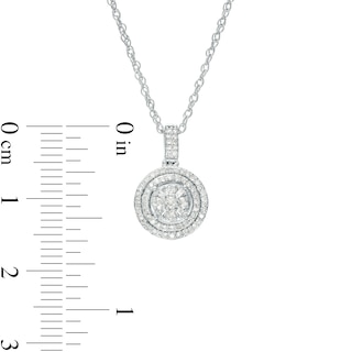 0.61 CT. T.W. Multi-Diamond Double Frame Pendant and Stud Earrings Set in 10K White Gold 