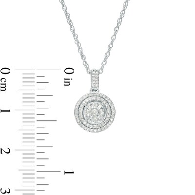 0.61 CT. T.W. Multi-Diamond Double Frame Pendant and Stud Earrings Set in 10K White Gold 