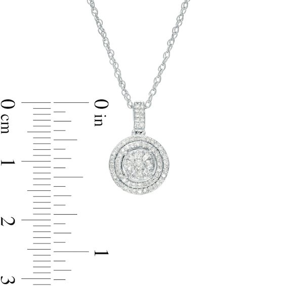 0.61 CT. T.W. Multi-Diamond Double Frame Pendant and Stud Earrings Set in 10K White Gold 