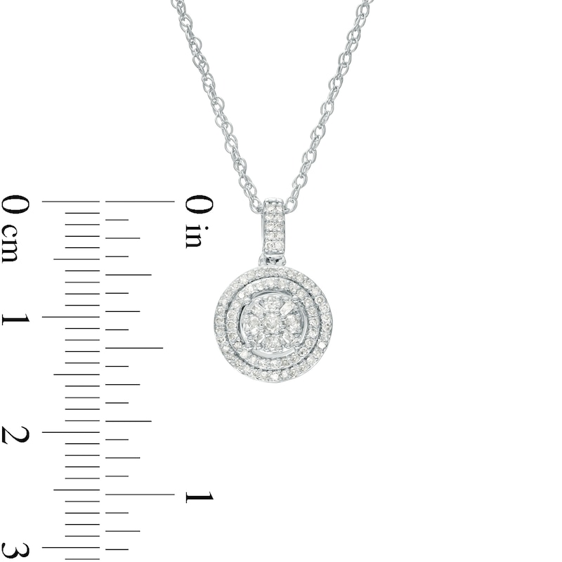 0.61 CT. T.W. Multi-Diamond Double Frame Pendant and Stud Earrings Set in 10K White Gold 