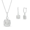 Thumbnail Image 1 of 1.23 CT. T.W. Cushion-Shaped Multi-Diamond Frame Pendant and Drop Earrings Set in 10K White Gold