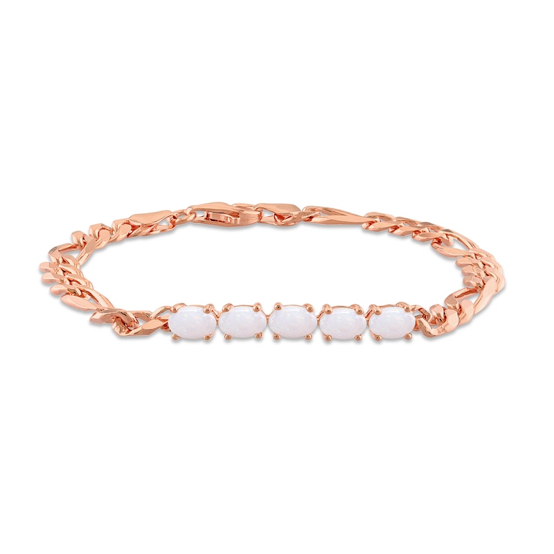 Oval Opal Five Stone Bracelet in Sterling Silver with 18K Rose Gold Plate - 7.25"|Peoples Jewellers
