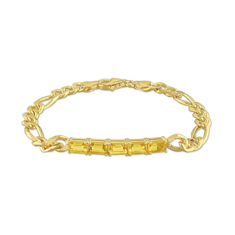 Octagonal Citrine Five Stone Bracelet in Sterling Silver with 18K Gold Plate - 7.25"|Peoples Jewellers