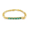 Thumbnail Image 1 of Octagonal Lab-Created Emerald Five Stone Bracelet in Sterling Silver with 18K Gold Plate - 7.25&quot;