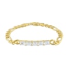 Thumbnail Image 1 of Octagonal White Lab-Created Sapphire Five Stone Bracelet in Sterling Silver with 18K Gold Plate - 7.25"
