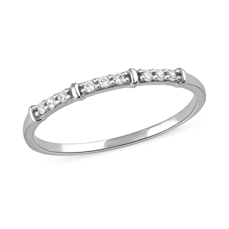 0.08 CT. T.W. Diamond Trio Nine Stone Band in 10K White Gold