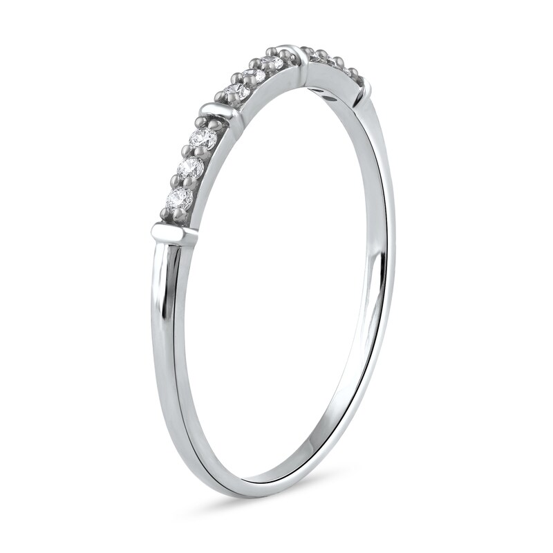 0.08 CT. T.W. Diamond Trio Nine Stone Band in 10K White Gold