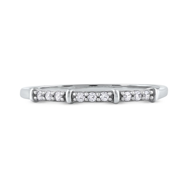 0.08 CT. T.W. Diamond Trio Nine Stone Band in 10K White Gold
