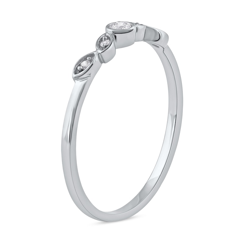 0.07 CT. T.W. Diamond Scatter Five Stone Stackable Band in 10K White Gold
