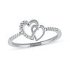 Thumbnail Image 1 of 0.06 CT. T.W. Diamond Intertwined Double Heart Ring in Sterling Silver