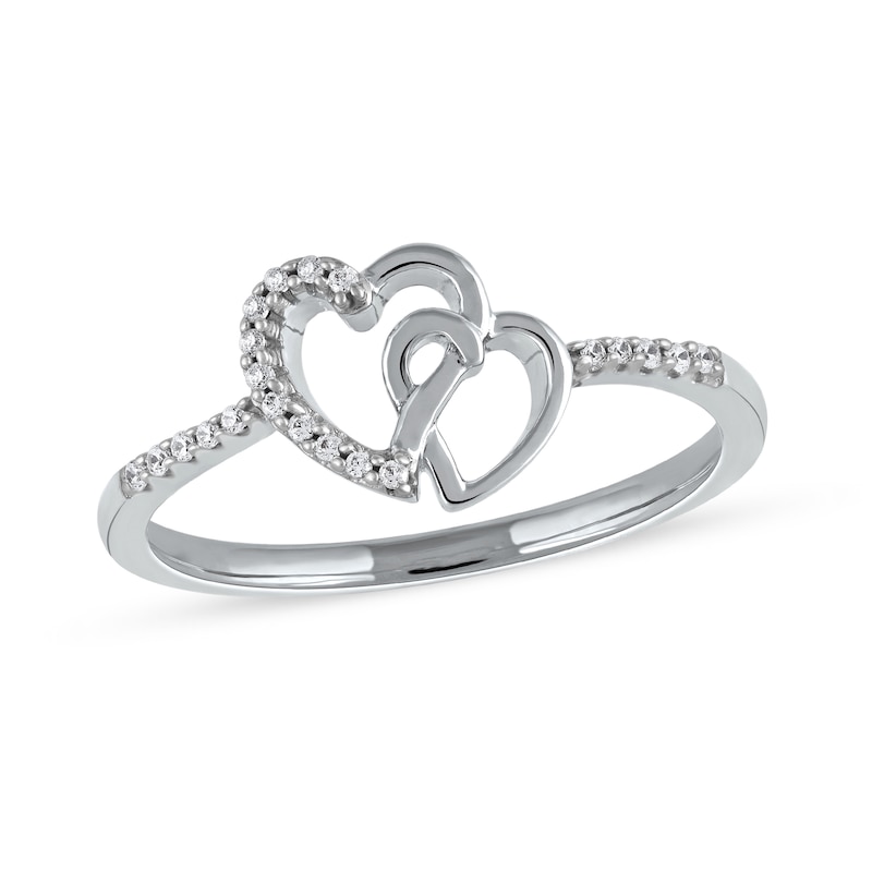 0.06 CT. T.W. Diamond Intertwined Double Heart Ring in Sterling Silver