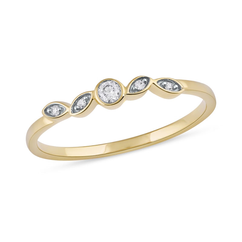 0.07 CT. T.W. Diamond Scatter Five Stone Stackable Band in 10K Gold