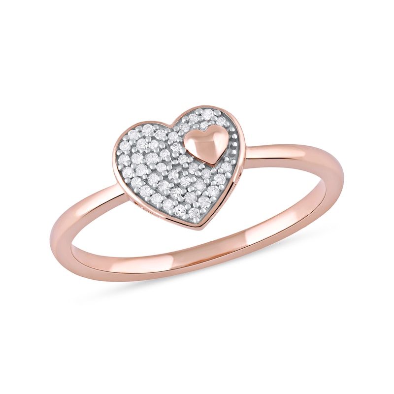 0.10 CT. T.W. Heart-Shaped Multi-Diamond Ring in 10K Rose Gold