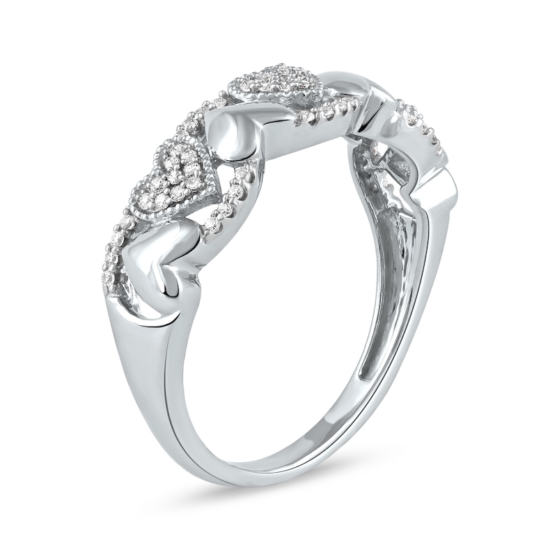 0.15 CT. T.W. Diamond Alternating Heart Ring in 10K White Gold