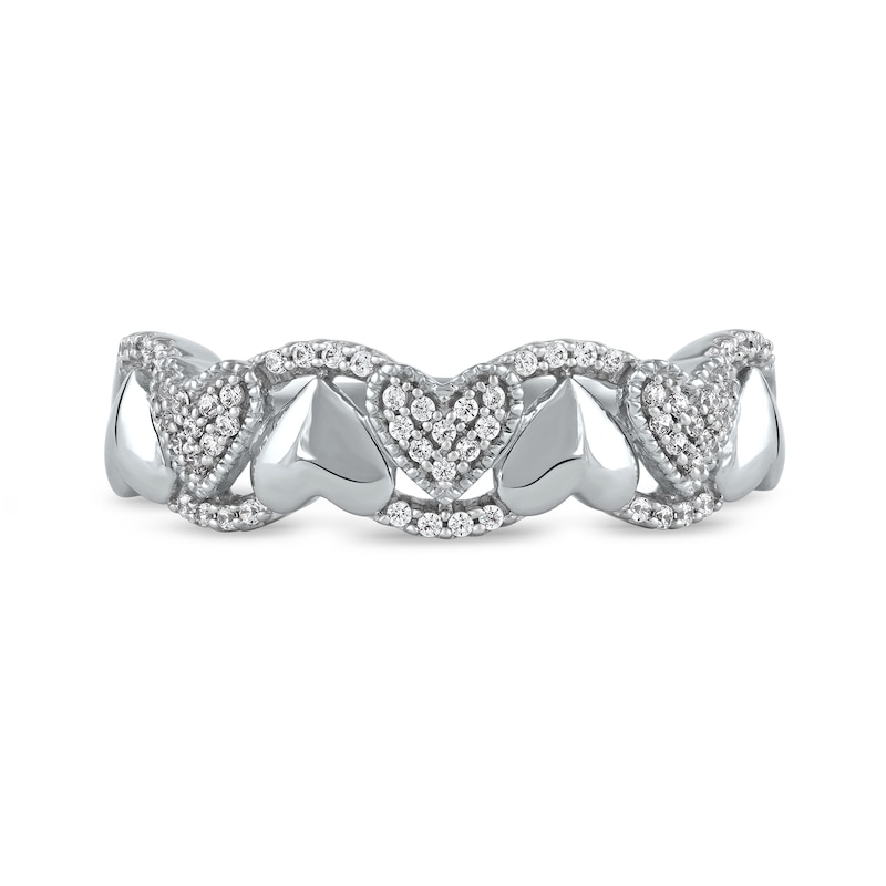 0.15 CT. T.W. Diamond Alternating Heart Ring in 10K White Gold