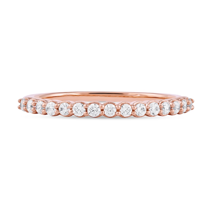 0.25 CT. T.W. Diamond Scallop Edge Stackable Band in 10K Rose Gold