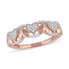 Thumbnail Image 0 of 0.15 CT. T.W. Diamond Alternating Heart Ring in 10K Rose Gold