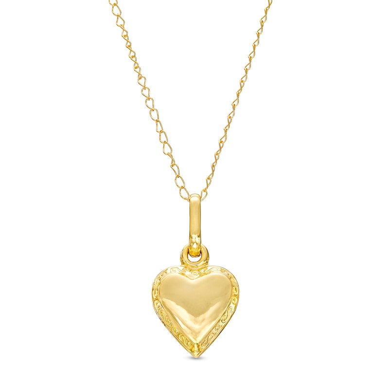 Child's Puffed Heart Pendant in 10K Gold – 15"|Peoples Jewellers