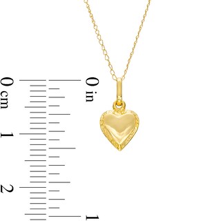 Child's Puffed Heart Pendant in 10K Gold – 15"