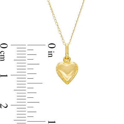 Child's Puffed Heart Pendant in 10K Gold – 15"